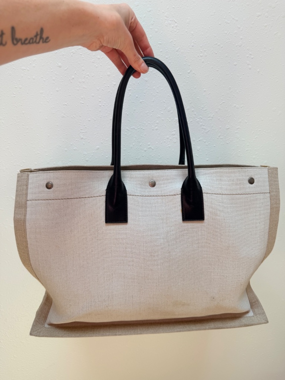 Saint Laurent Rive Gauche Linen Tote Bag Size L - Picture 2 of 15